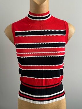 Vintage red and black striped top